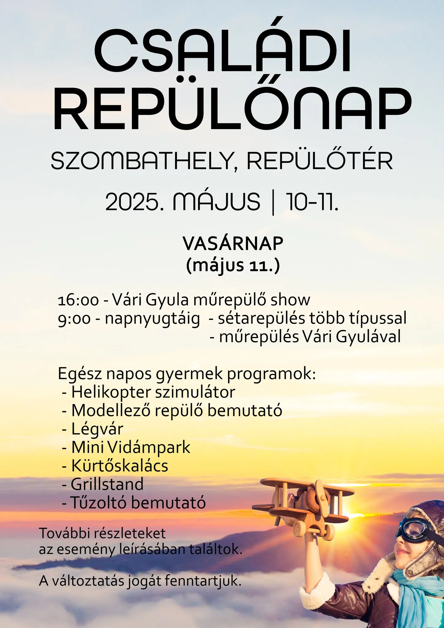Családi repülőnap Szombathely 2025 Besenyei Péter